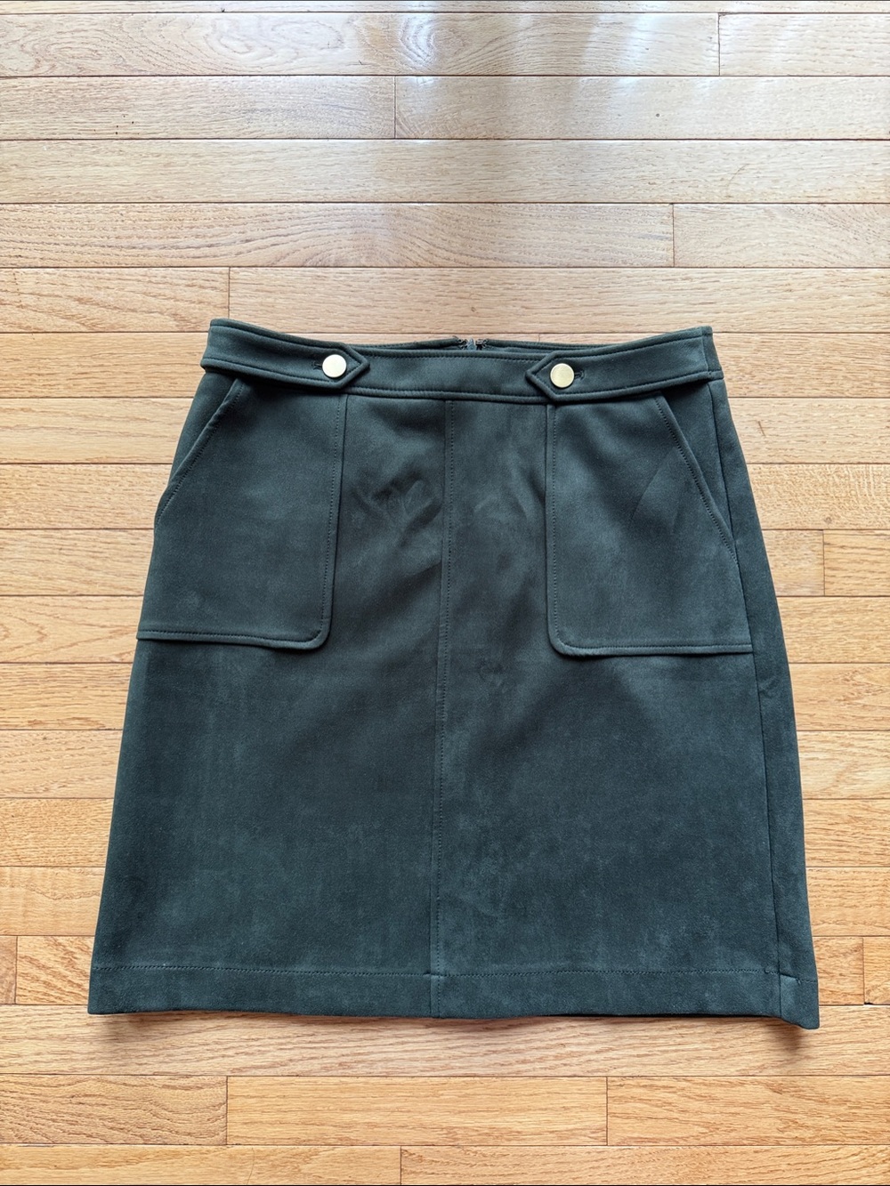Loft Dark Green Skirt with Front Pockets